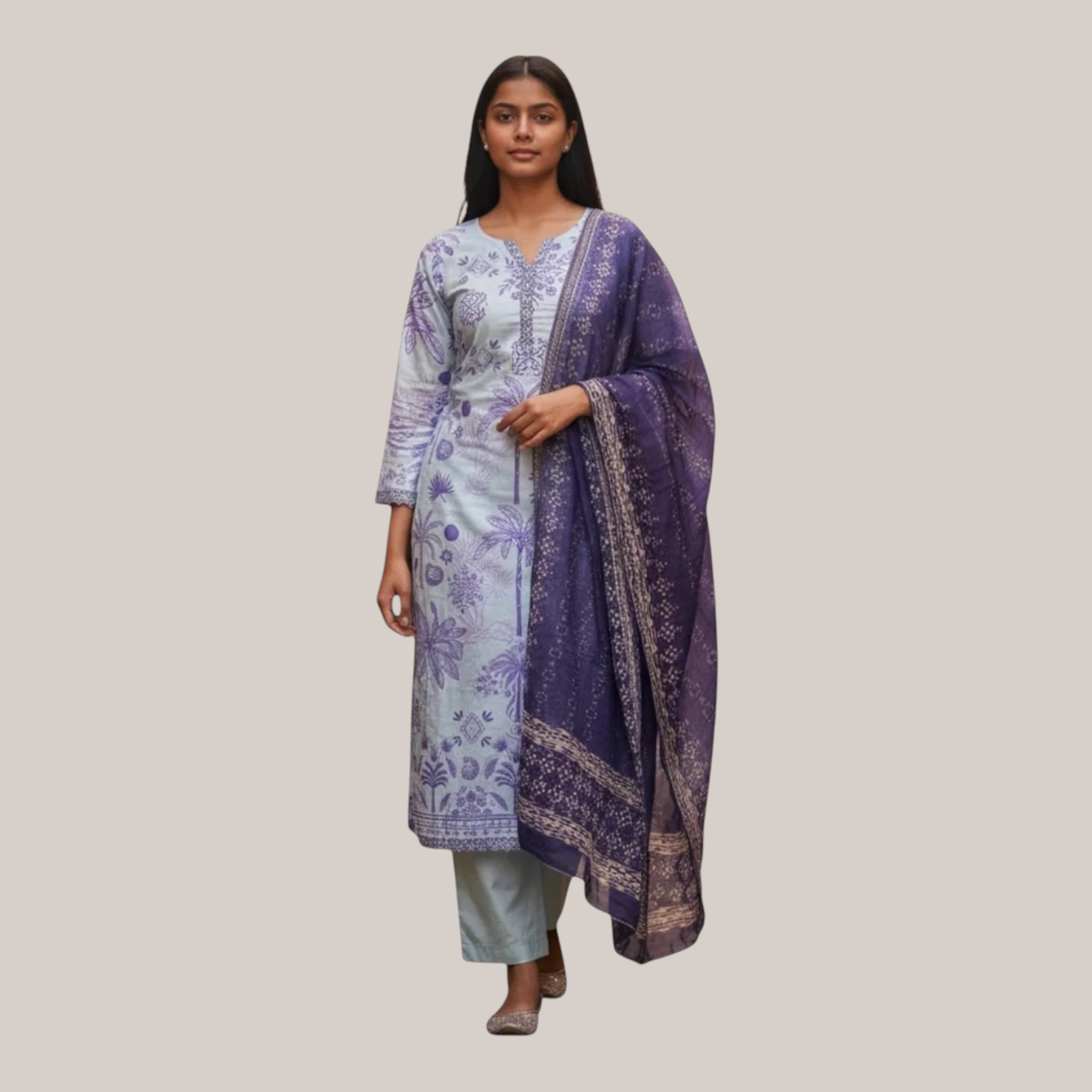 3 Piece Stitched Lawn Suit - Designer Inspired by Khaadi (KH03)