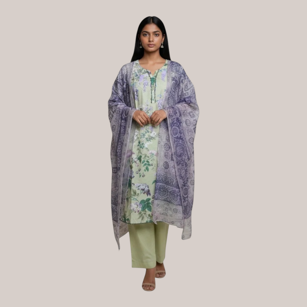3 Piece Stitched Lawn Suit - Designer Inspired by Khaadi (KH02)