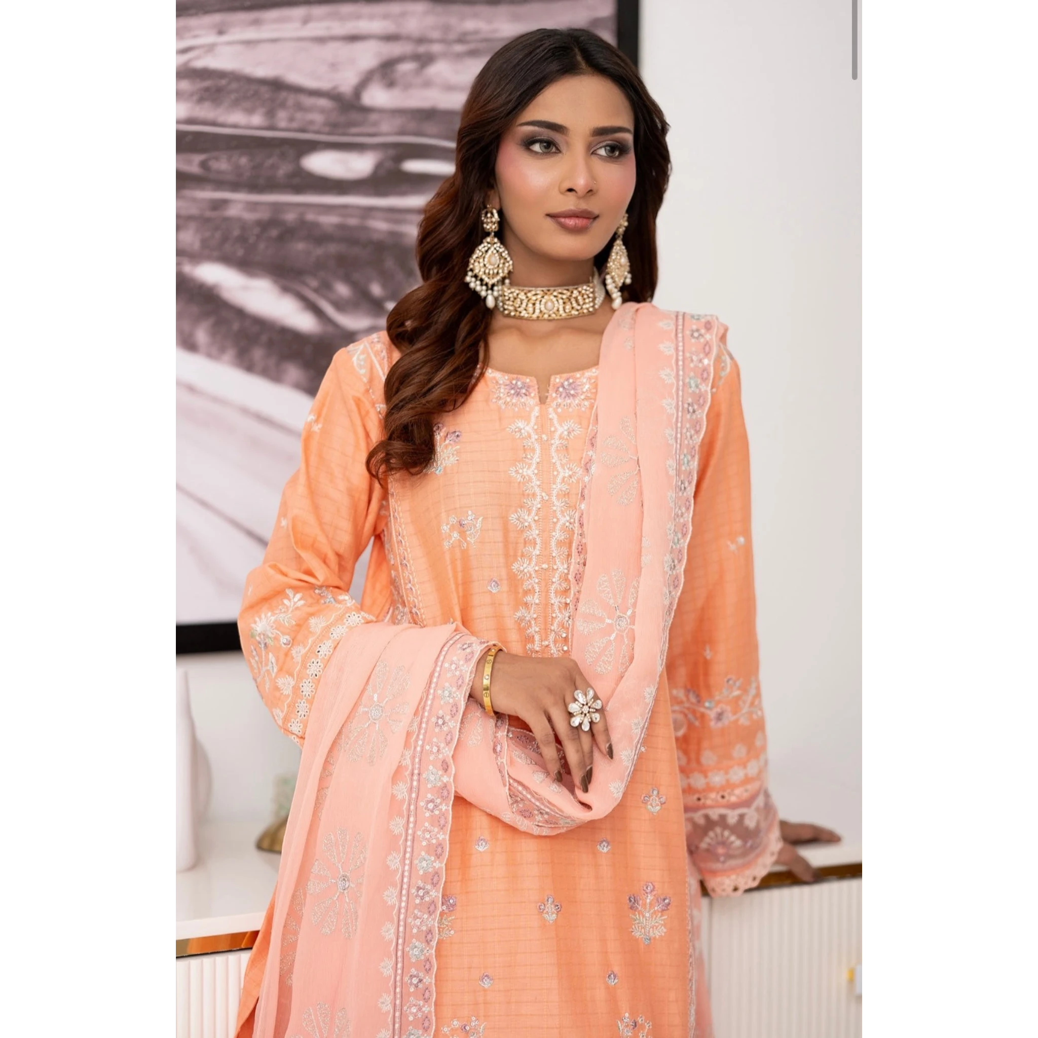 3 Piece Stitched Lawn Suit Anfa Collection (BN1119)