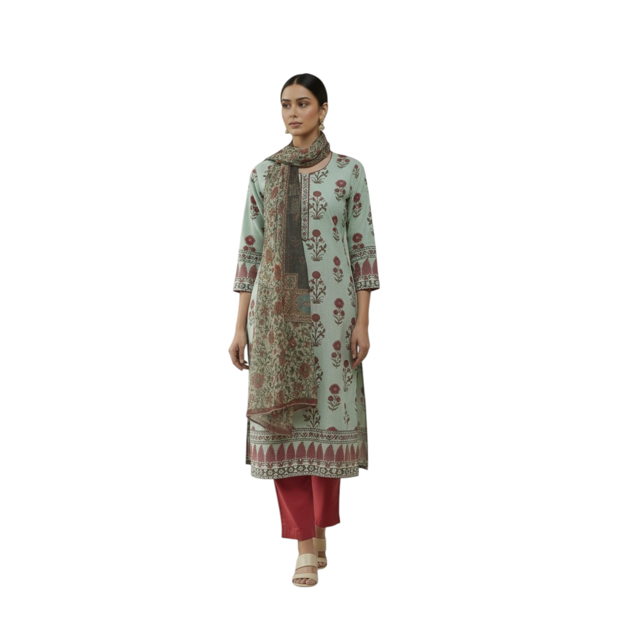 3 Piece Stitched Lawn Suit - Designer Inspired by Khaadi (KH07)