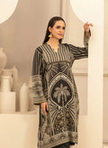 2 Piece Tawakkal Stitched Suit with gold foil embossed (D4808) Khaki Green and Black