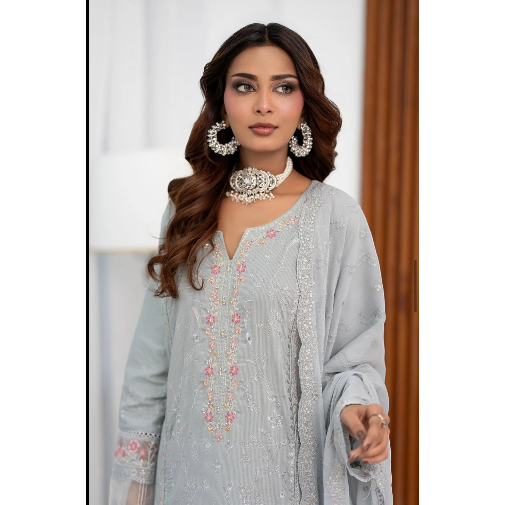 3 Piece Stitched Lawn Suit Anfa Collection (BN1121)