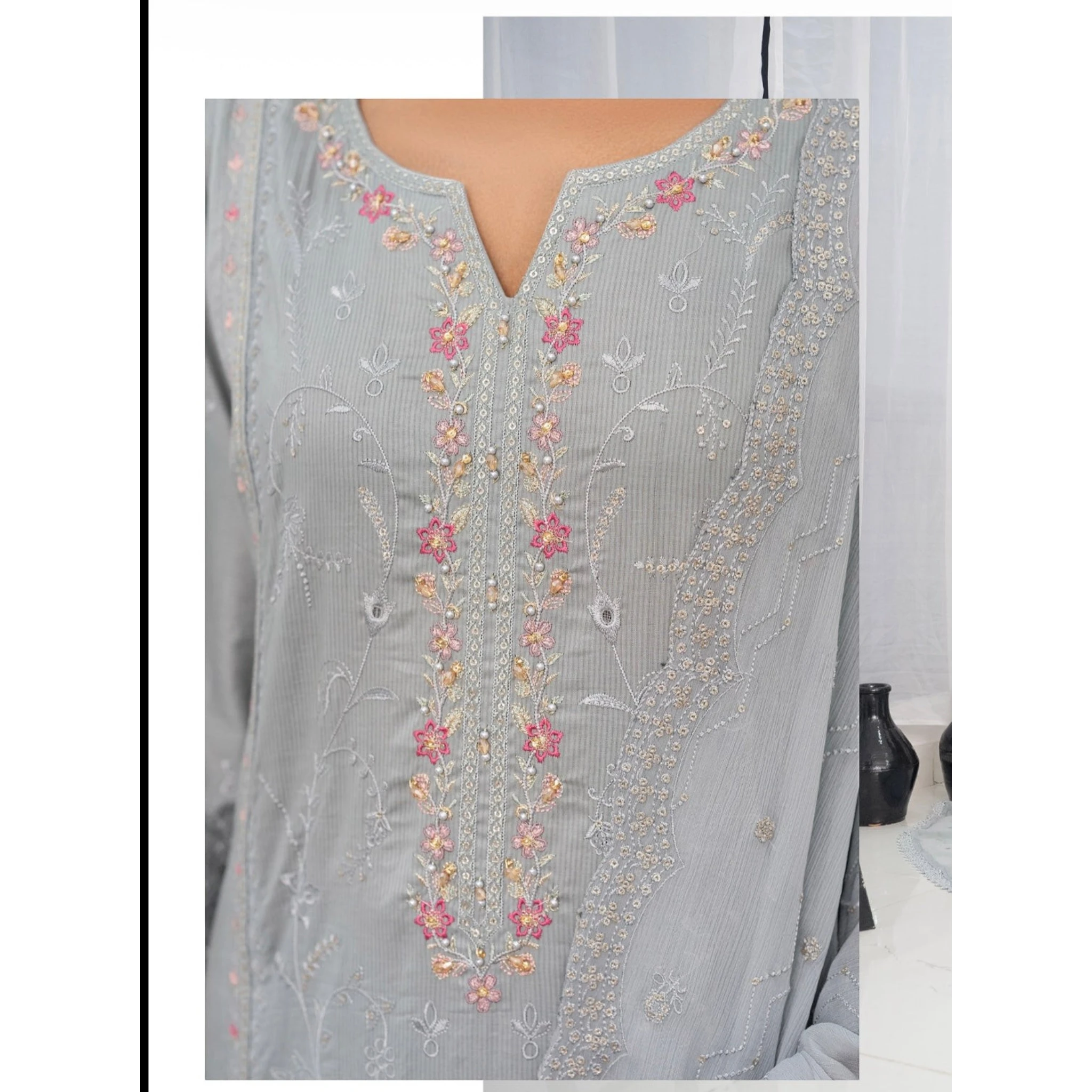 3 Piece Stitched Lawn Suit Anfa Collection (BN1121)