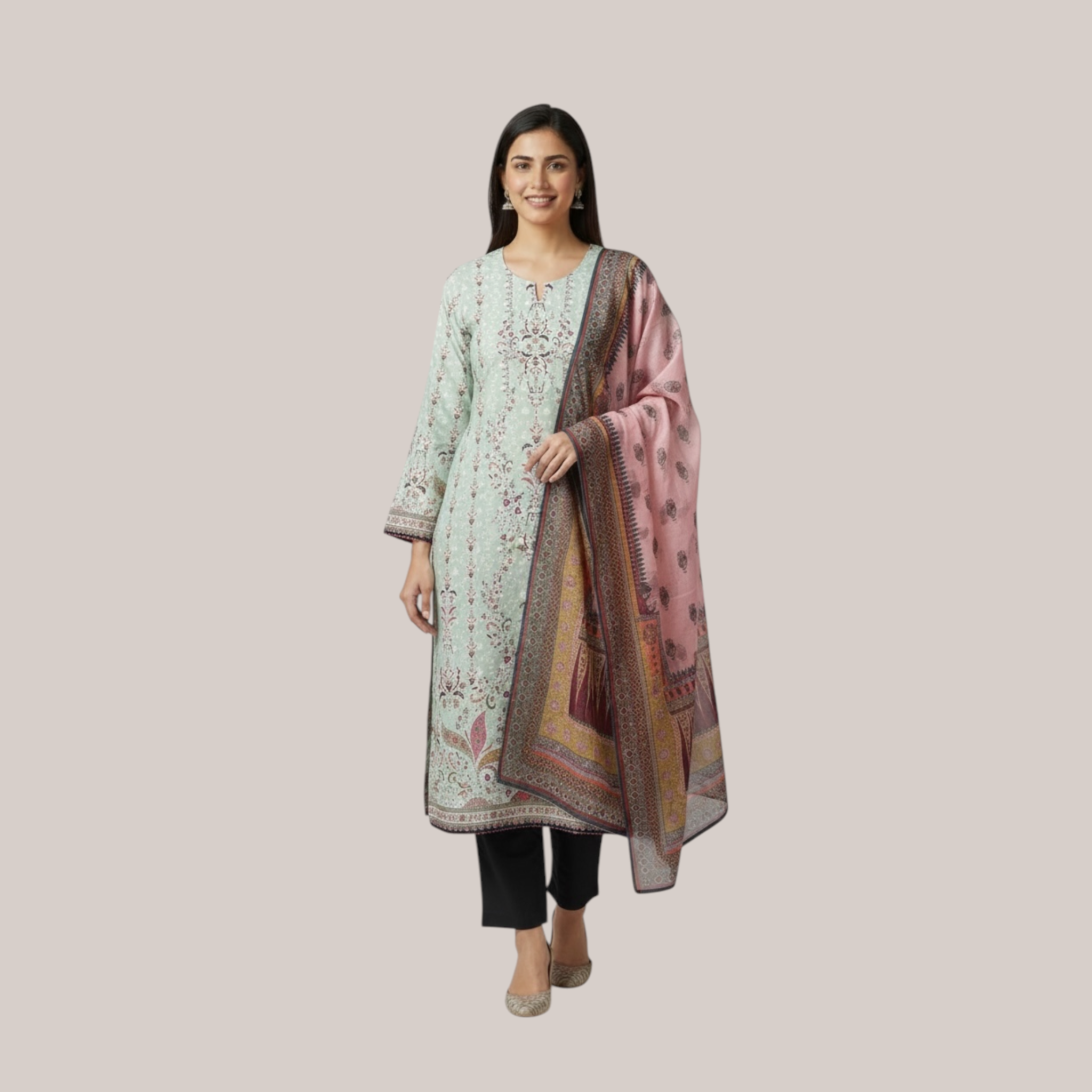 3 Piece Stitched Lawn Suit - Designer Inspired by Khaadi (KH01)