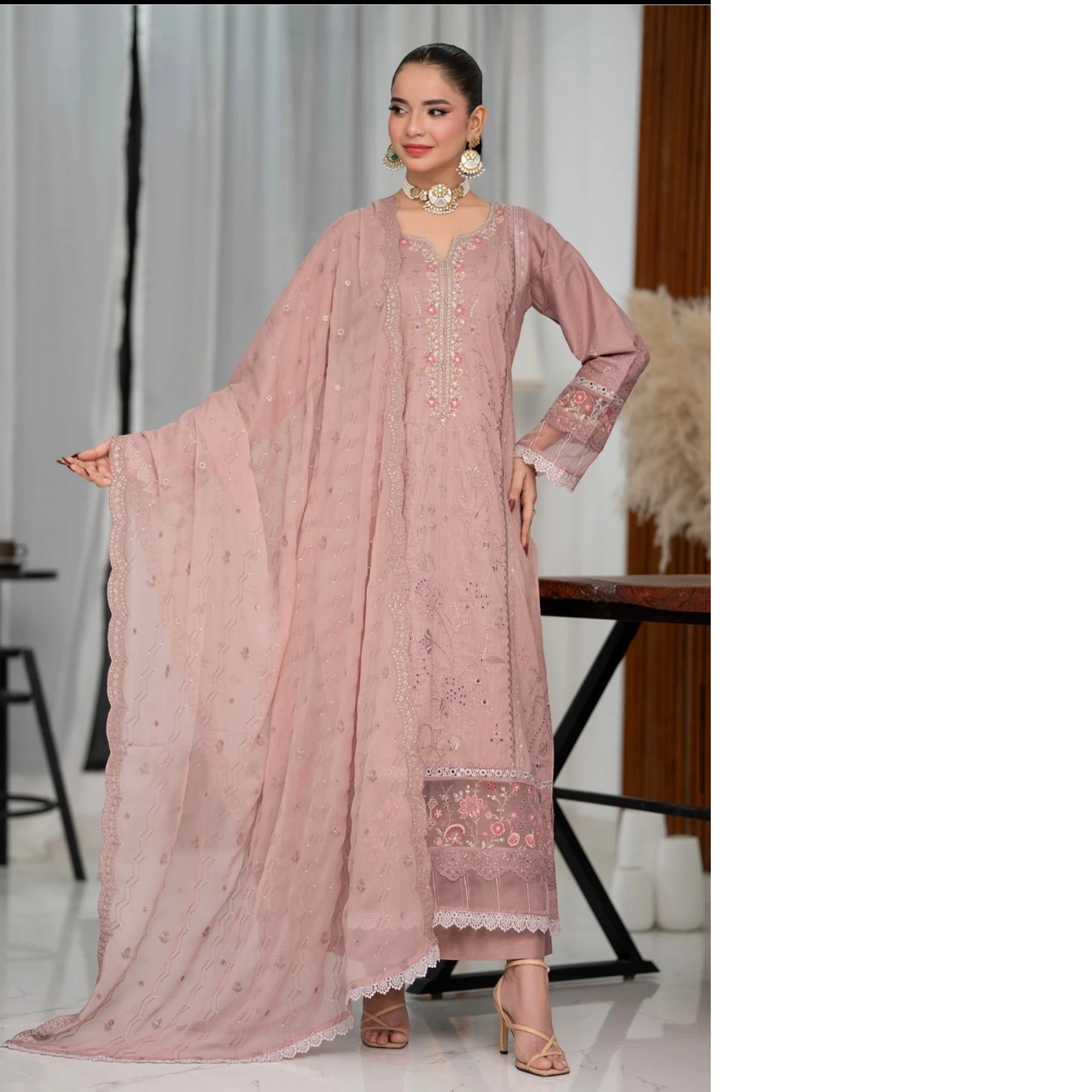 3 Piece Stitched Lawn Suit Anfa Collection (BN1122)