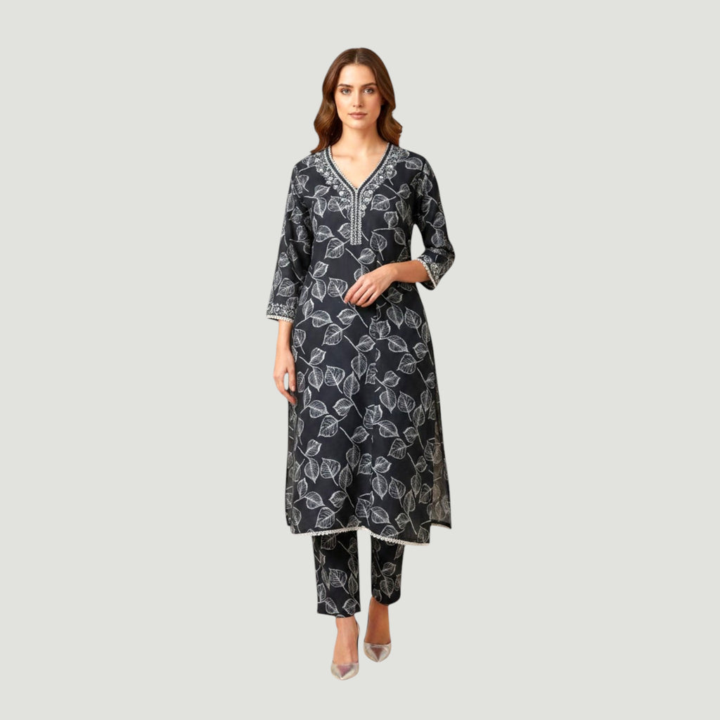 2 Piece Stitched Black and White Lawn Suit - Designer Inspired by Khaadi (BW04)