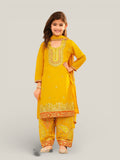3 Piece Girls Partywear Stitched Suit (N03) Yellow