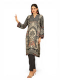 2 Piece Tawakkal Stitched Suit with gold foil embossed (D4796) Light Khaki and Black
