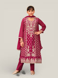 3 Piece Girls Partywear Stitched Suit (N20) Pink