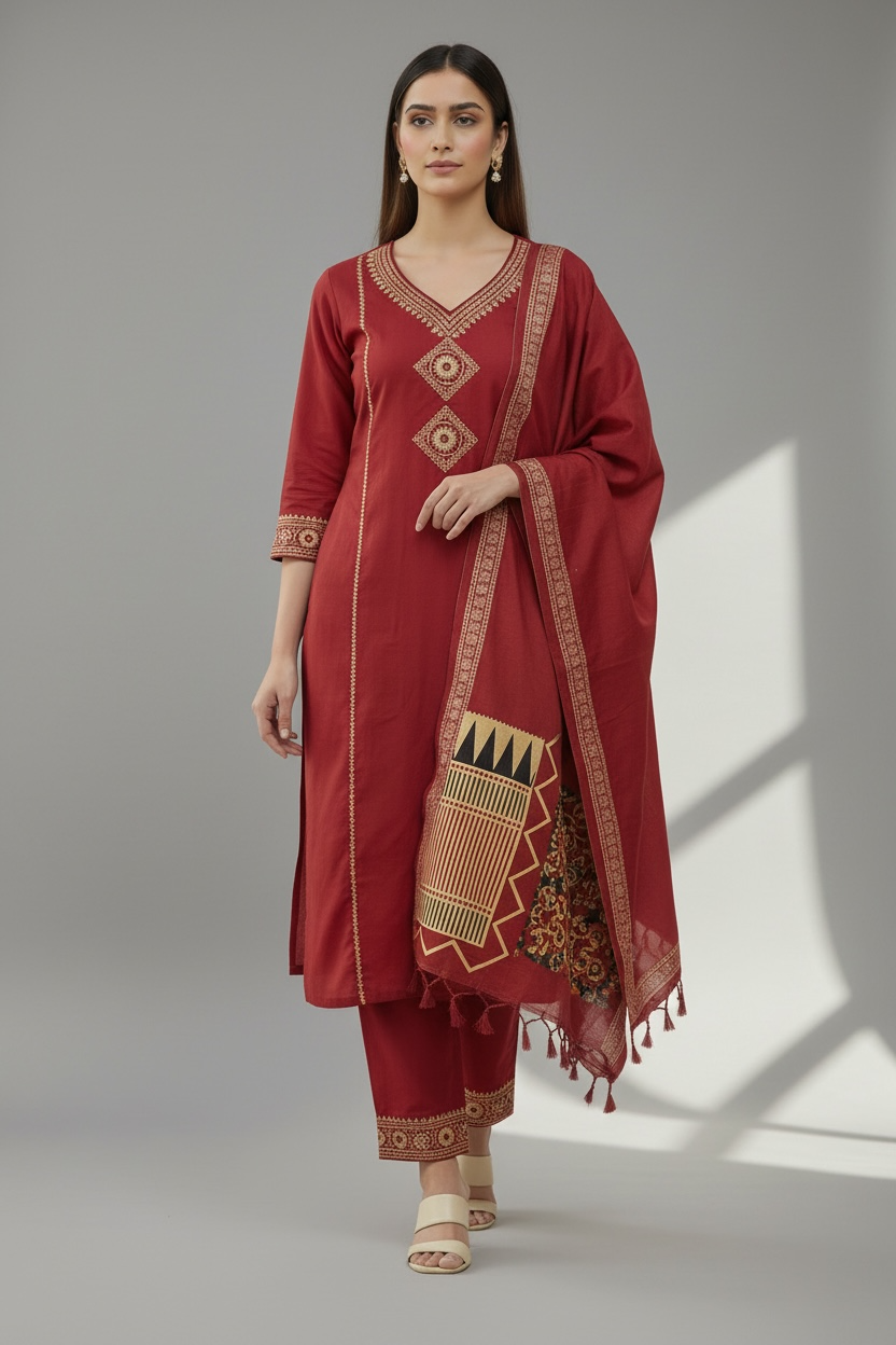 3 Piece Stitched Cotton Outfit (D34)