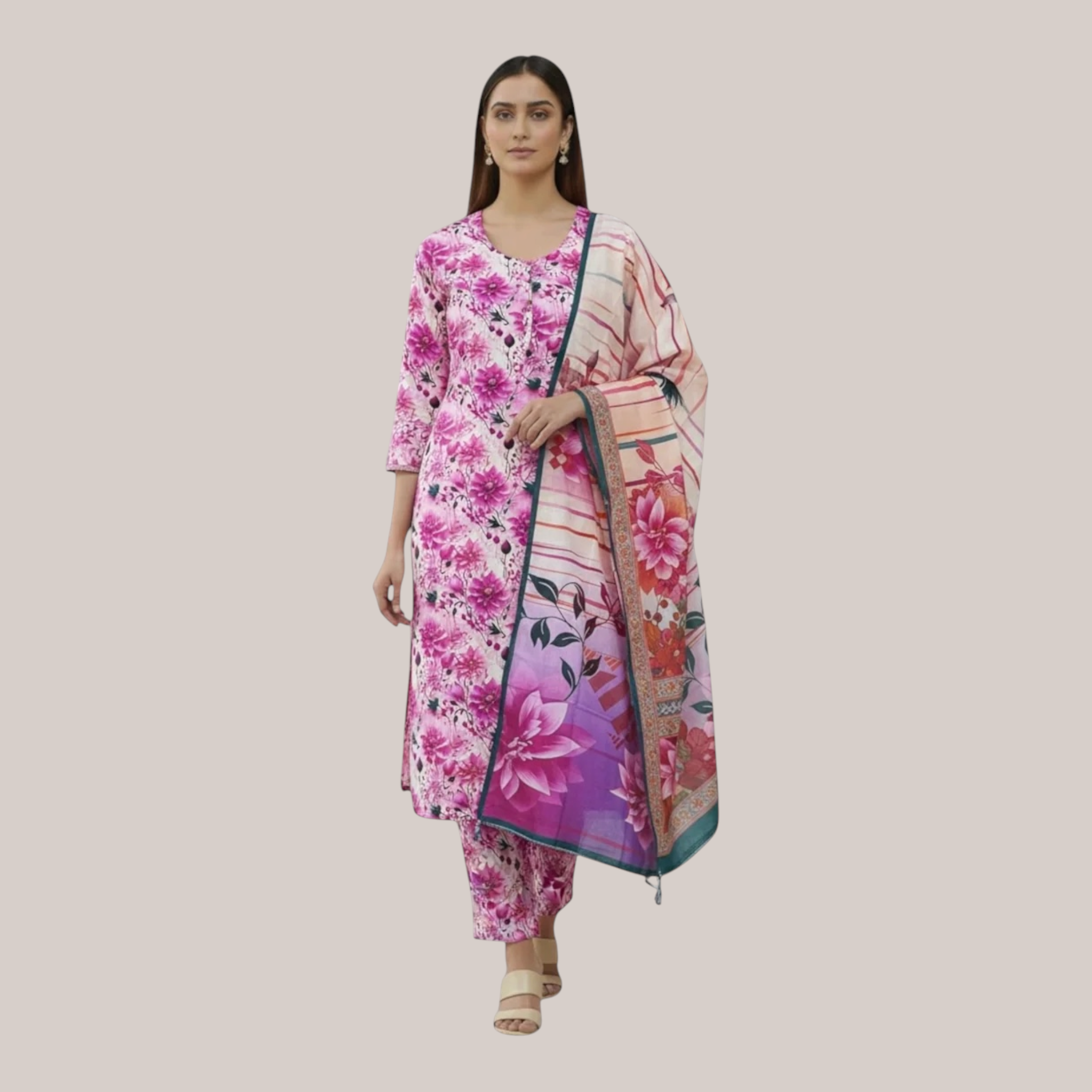 3 Piece Stitched Lawn Suit - Designer Inspired by Al Karam (AK01)
