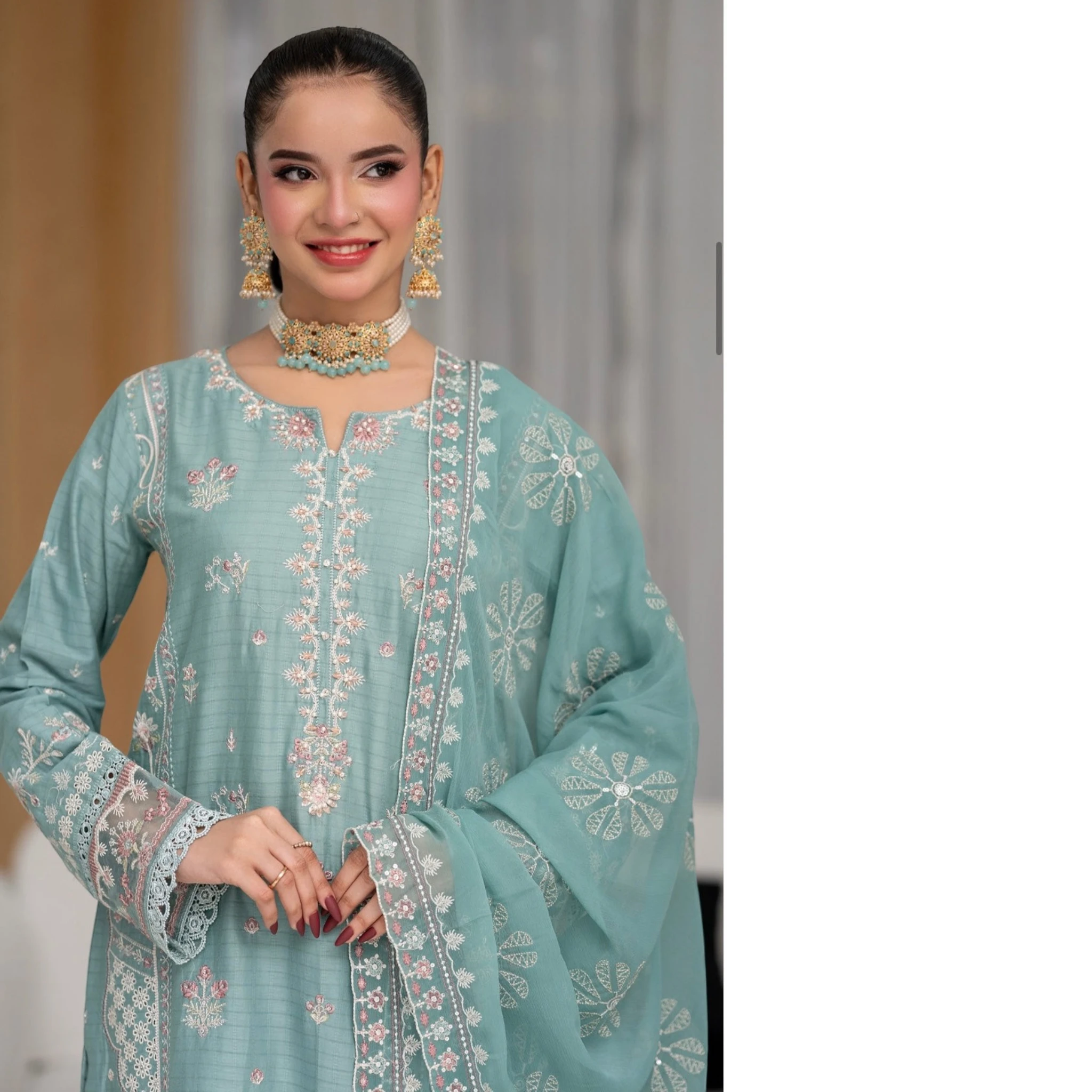 3 Piece Stitched Lawn Suit Anfa Collection (BN1120)