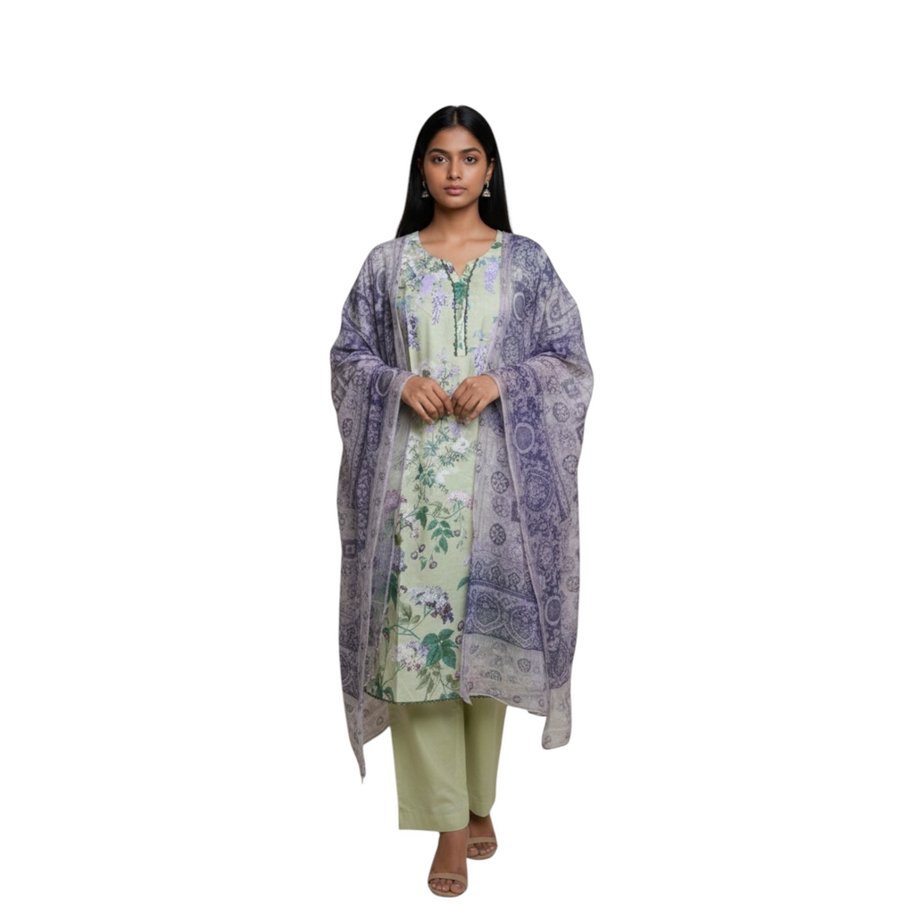 3 Piece Stitched Lawn Suit - Designer Inspired by Khaadi (KH02)