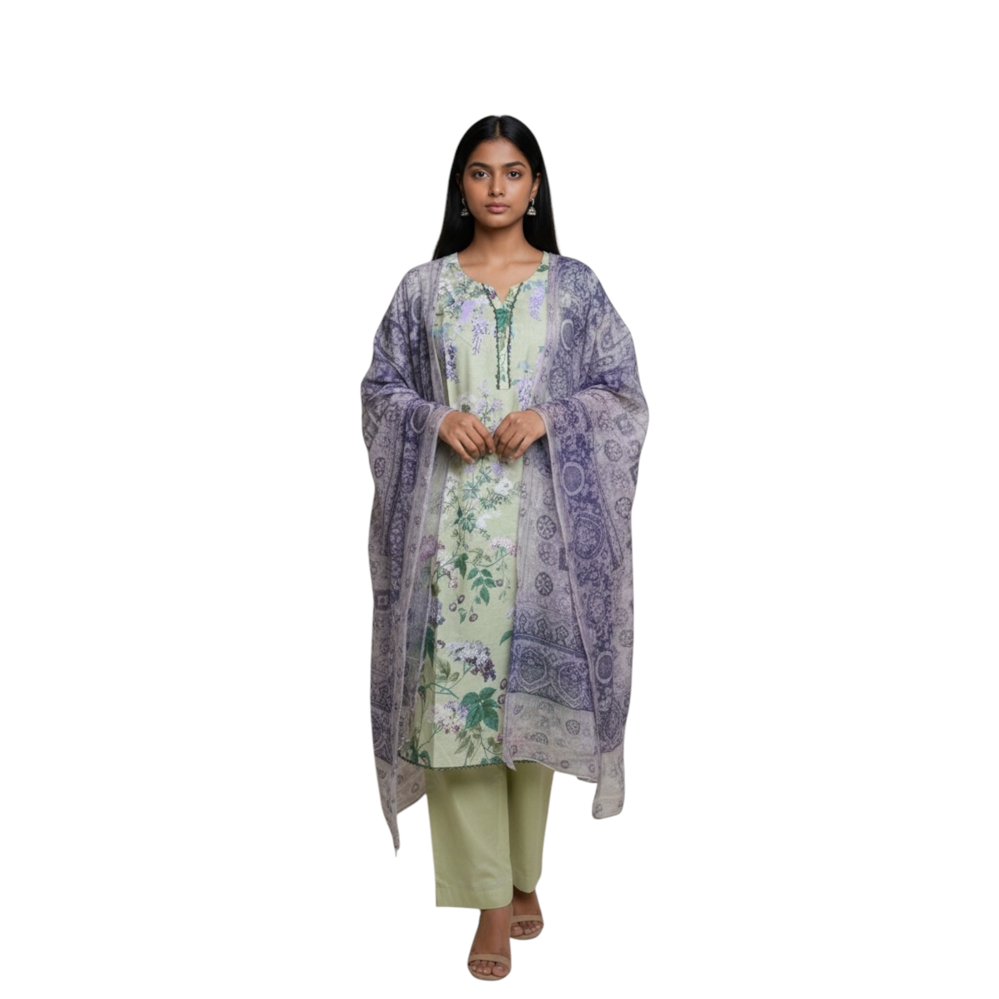 3 Piece Stitched Lawn Suit - Designer Inspired by Khaadi (KH02)