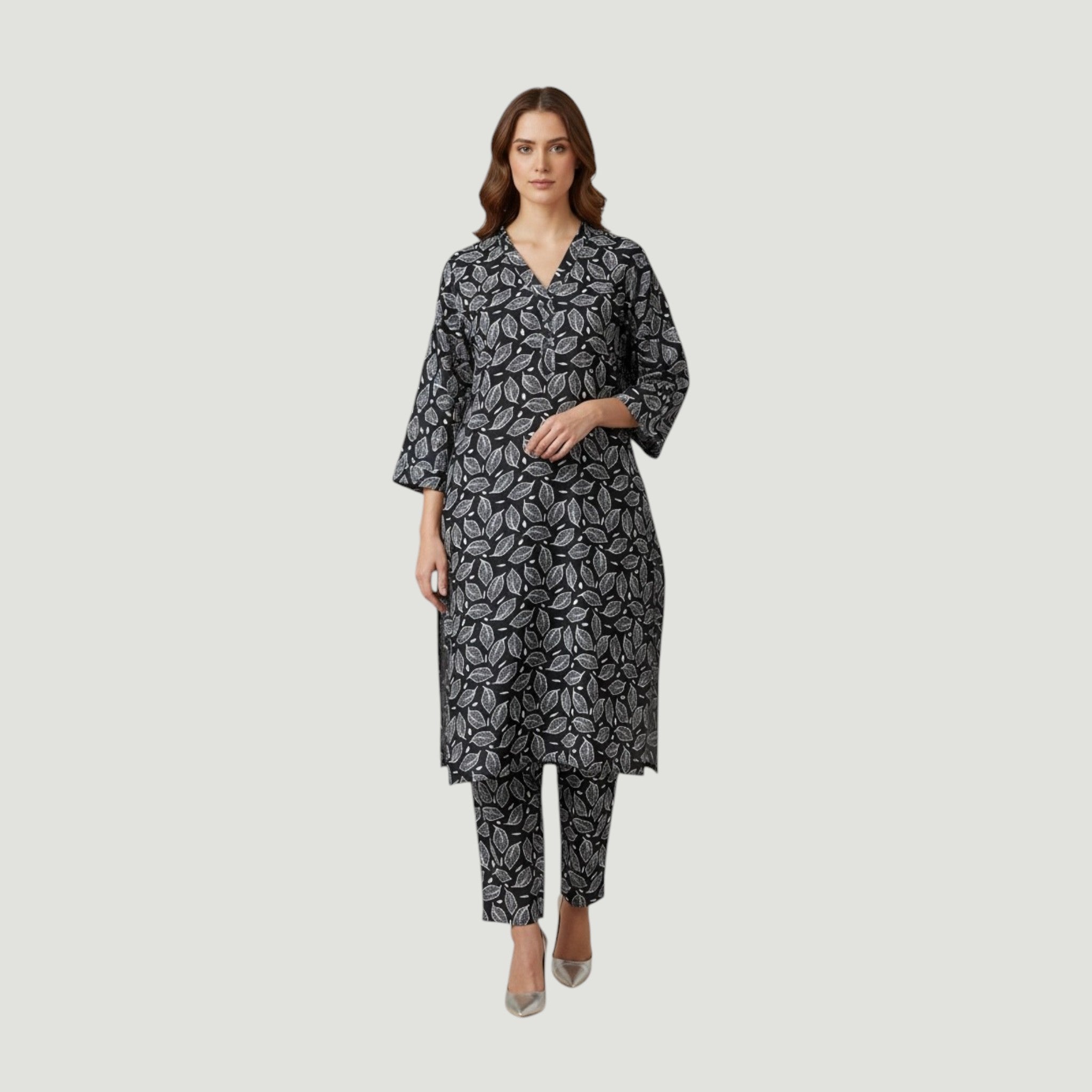 2 Piece Stitched Black and White Lawn Suit - Designer Inspired by Khaadi (BW01)