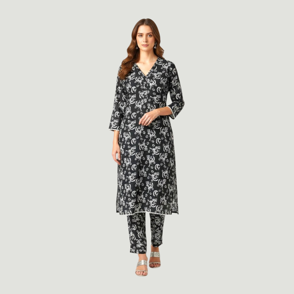 2 Piece Stitched Black and White Lawn Suit - Designer Inspired by Khaadi (BW07)