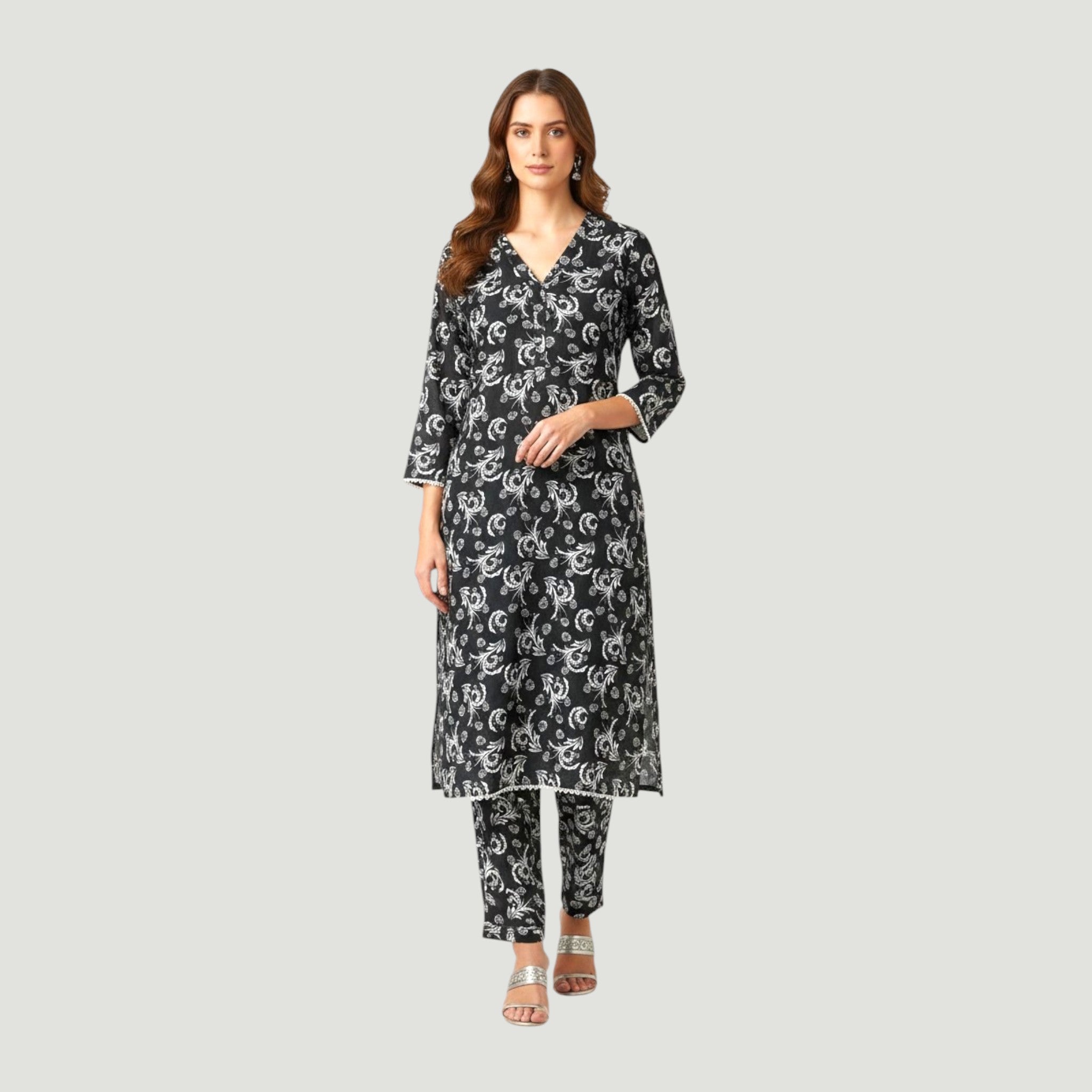 2 Piece Stitched Black and White Lawn Suit - Designer Inspired by Khaadi (BW07)