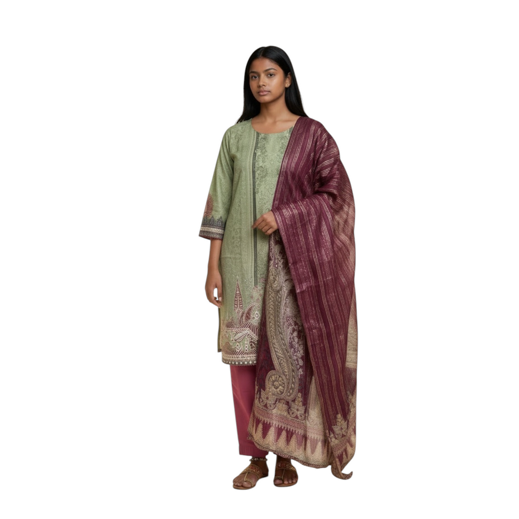 3 Piece Stitched Lawn Suit - Designer Inspired by Khaadi (KH06)