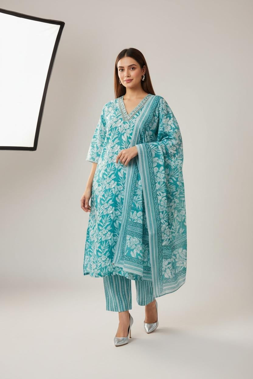 3 Piece Stitched Cotton Outfit (D15)