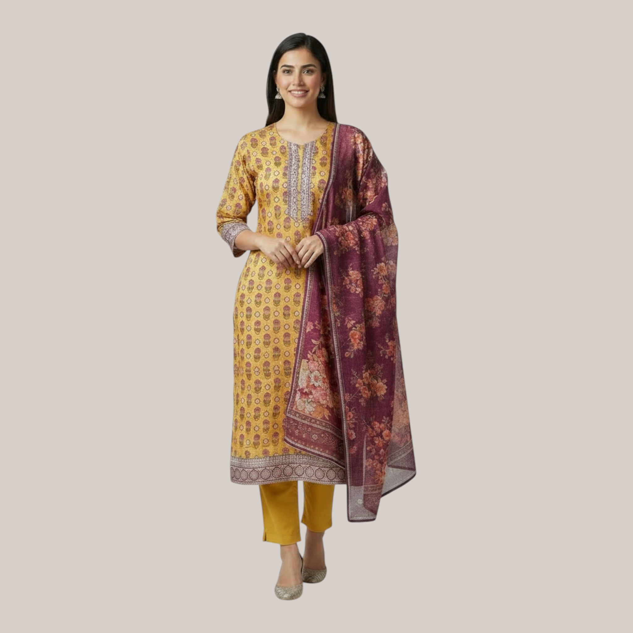 3 Piece Stitched Lawn Suit - Designer Inspired by Khaadi (KH04)