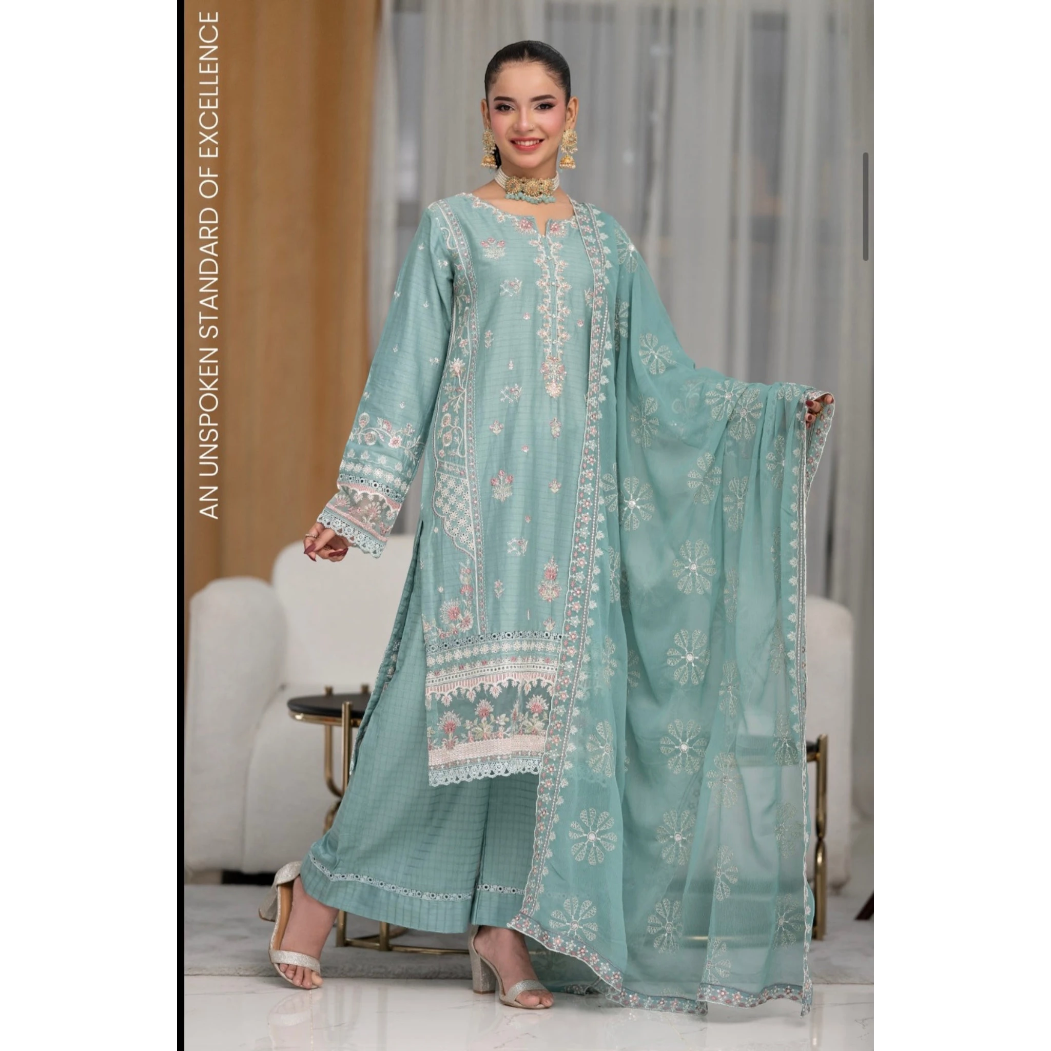 3 Piece Stitched Lawn Suit Anfa Collection (BN1120)