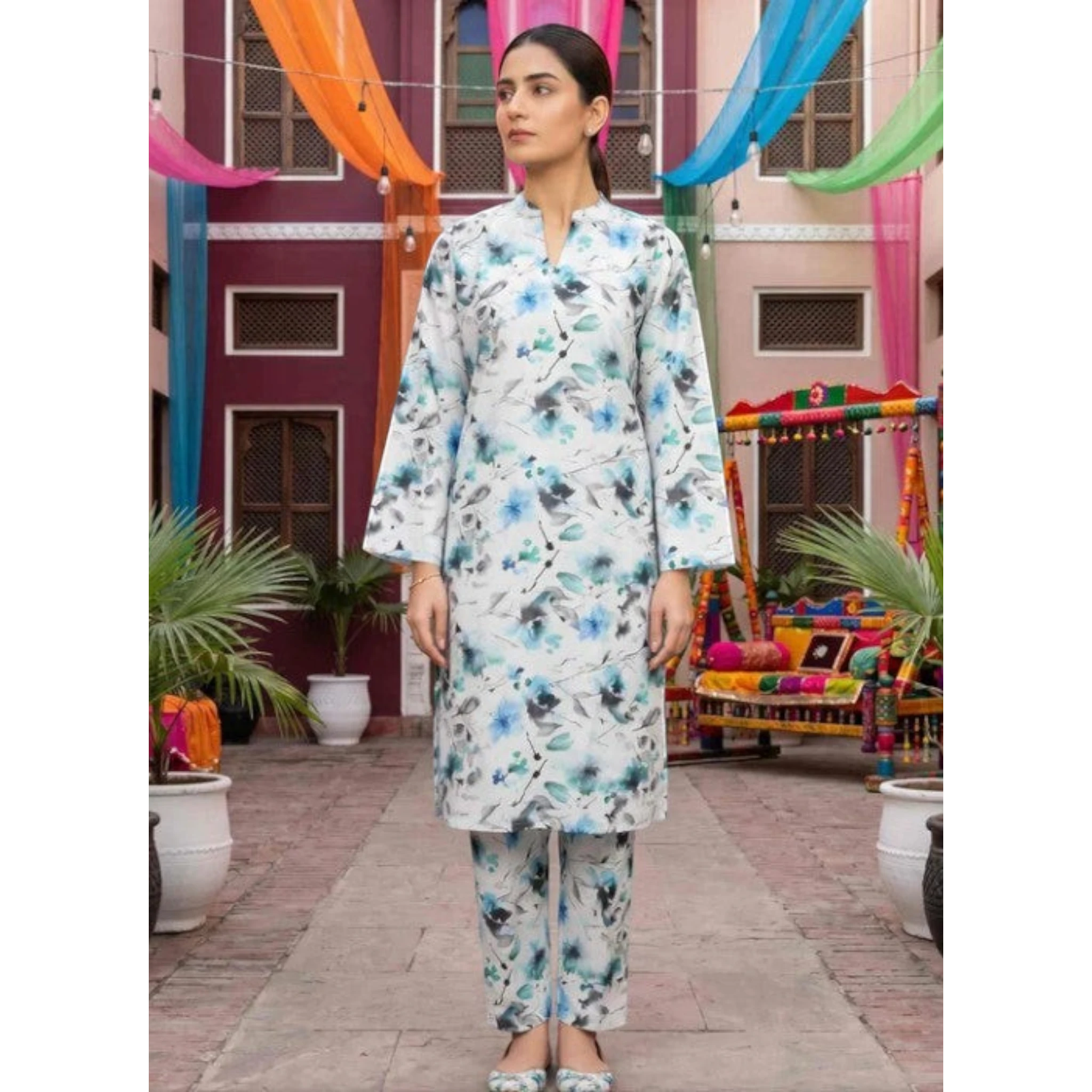 2 Piece Stitched Lawn Suit by Tawakkal (D4245)