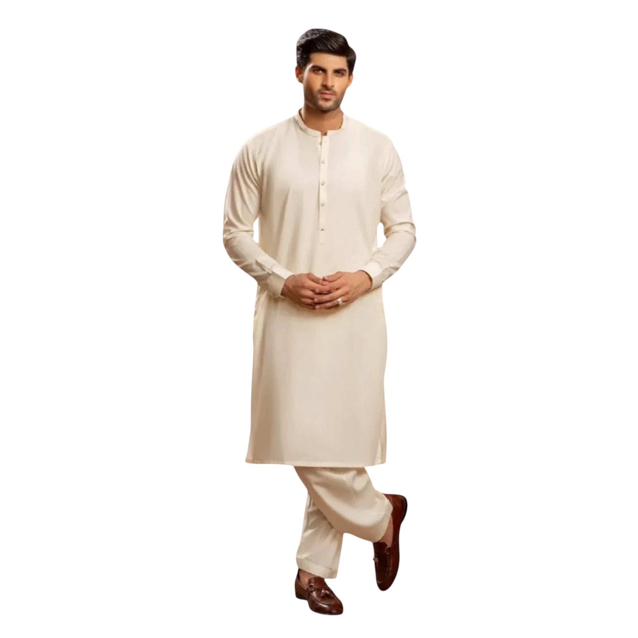 Mens Boski Plain Ban  Premium Salwar Kameez (Cream) (BP01)