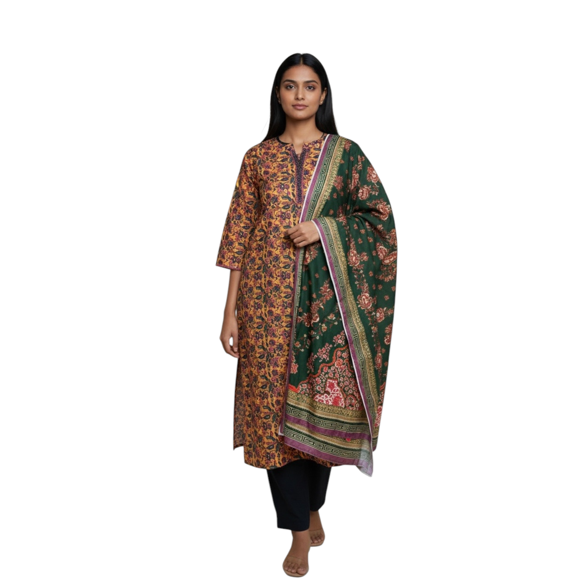 3 Piece Stitched Lawn Suit - Designer Inspired by Khaadi (KH09)