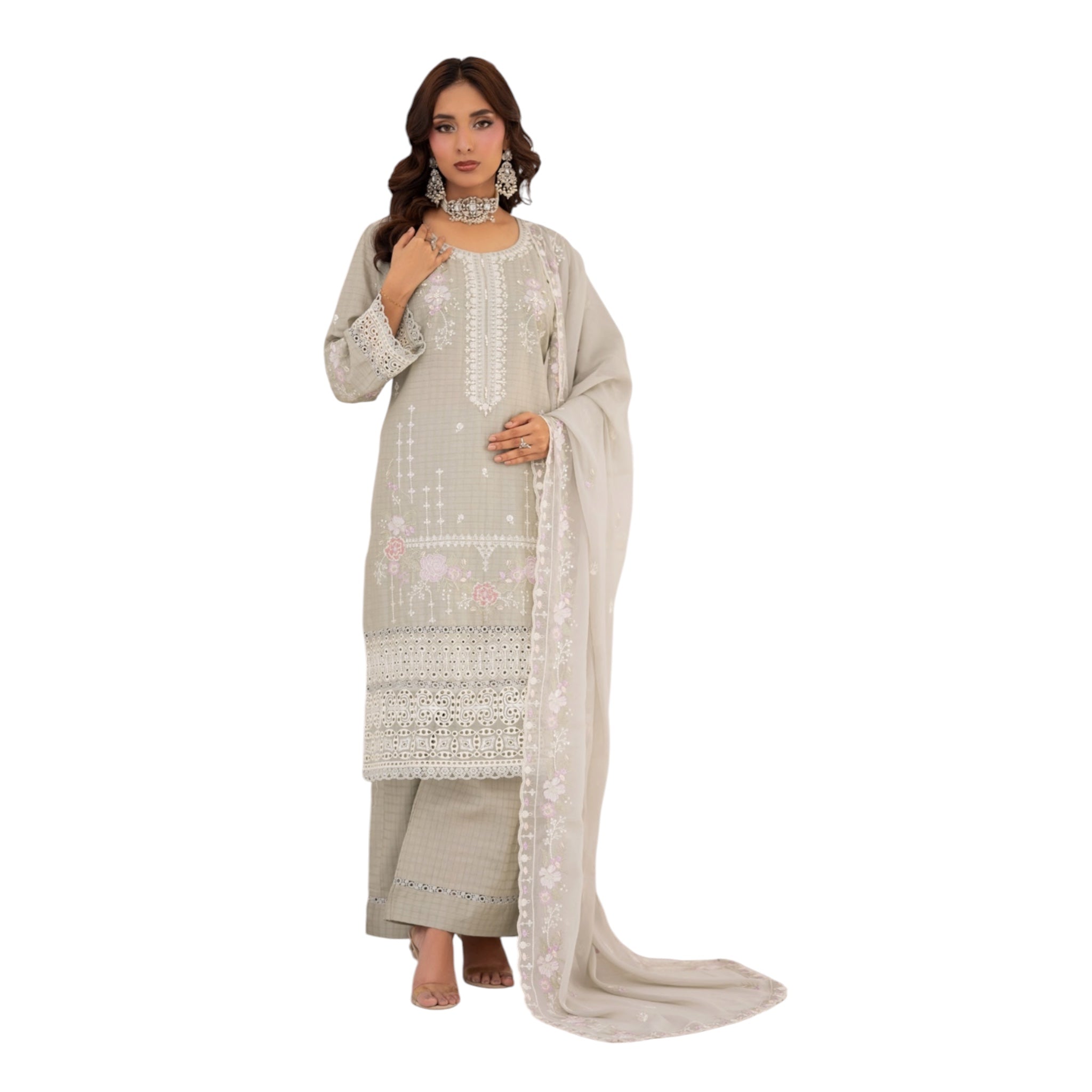 3 Piece Stitched Lawn Suit Zayba Collection (BN1124)