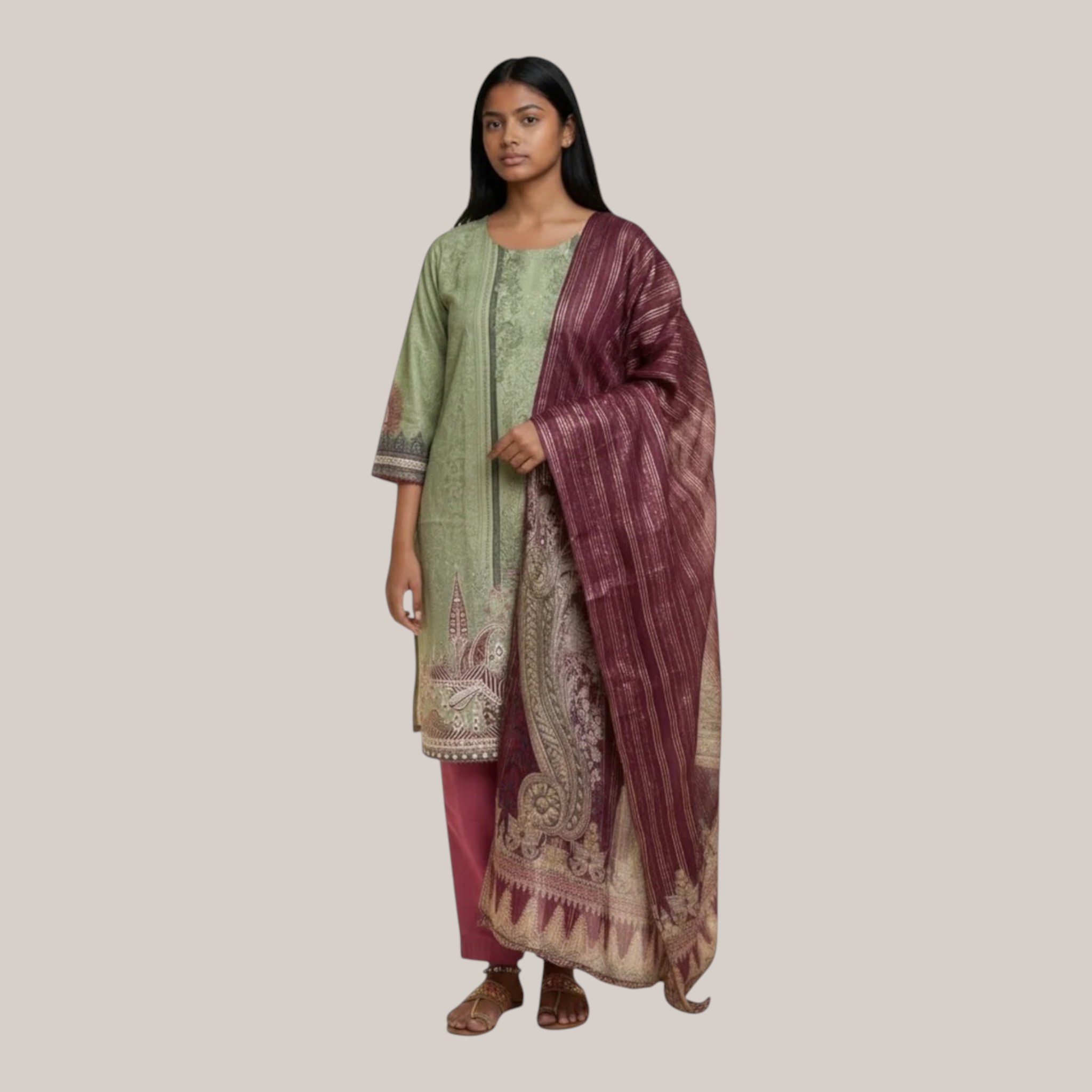 3 Piece Stitched Lawn Suit - Designer Inspired by Khaadi (KH06)