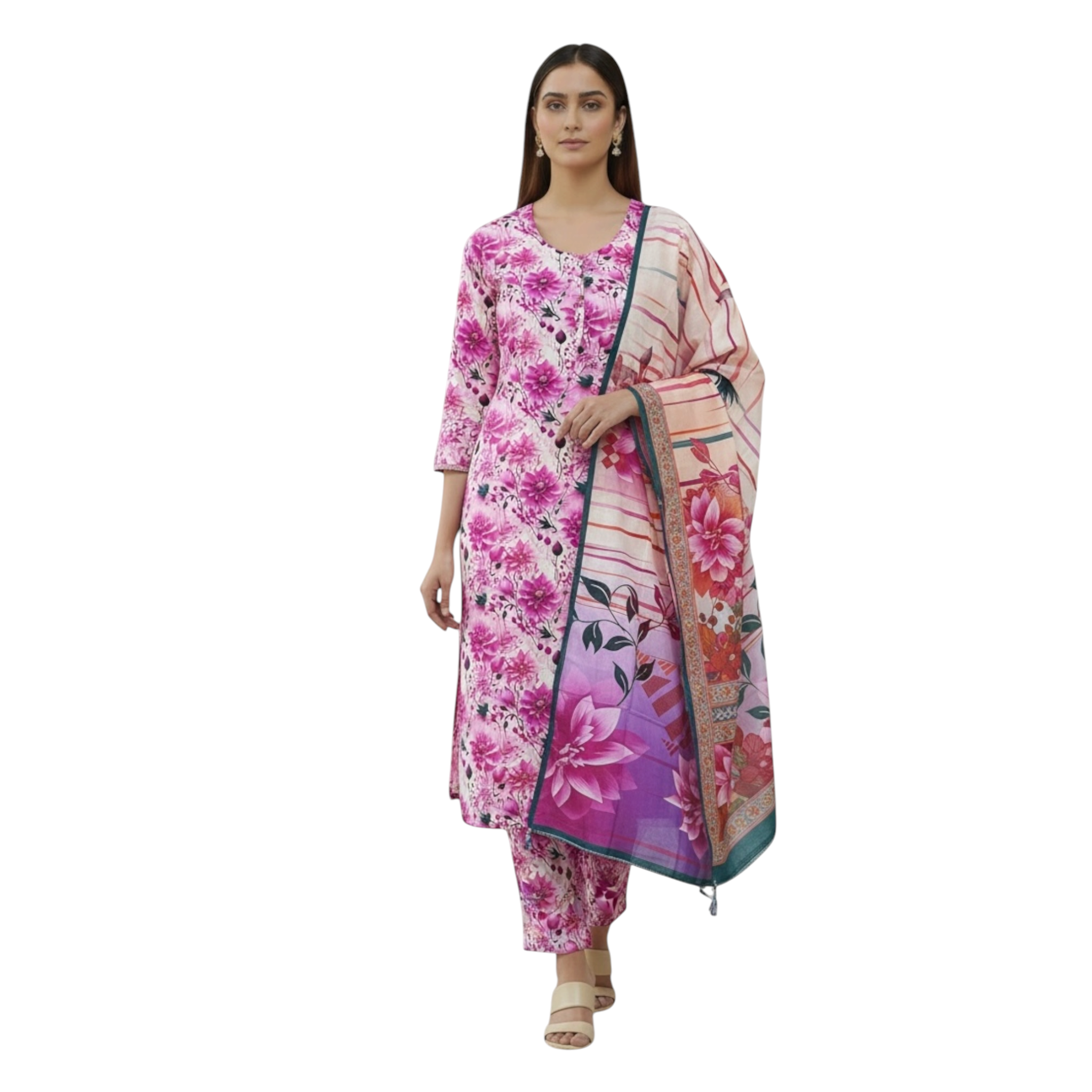 3 Piece Stitched Lawn Suit - Designer Inspired by Al Karam (AK01)