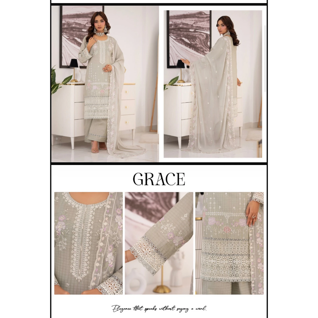 3 Piece Stitched Lawn Suit Zayba Collection (BN1124)