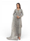 3 Piece Stitched Organza Semi-Formal Suit - Huriyah by Bint-E-Noor (H1) Grey