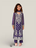 3 Piece Girls Partywear Stitched Suit (N22) Blue