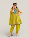 3 Piece Girls Partywear Stitched Suit (N39) Yellow
