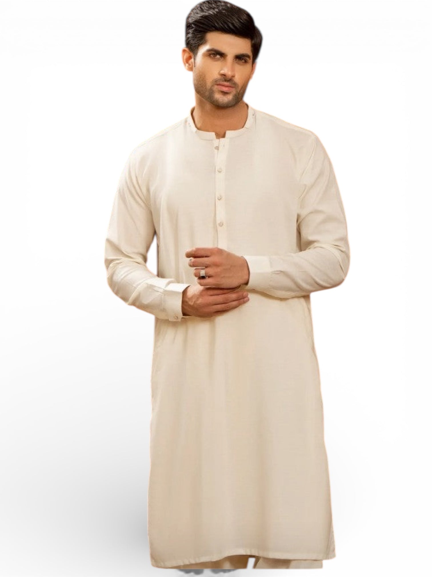 Mens Boski Plain Ban  Premium Salwar Kameez (Cream) (BP01)