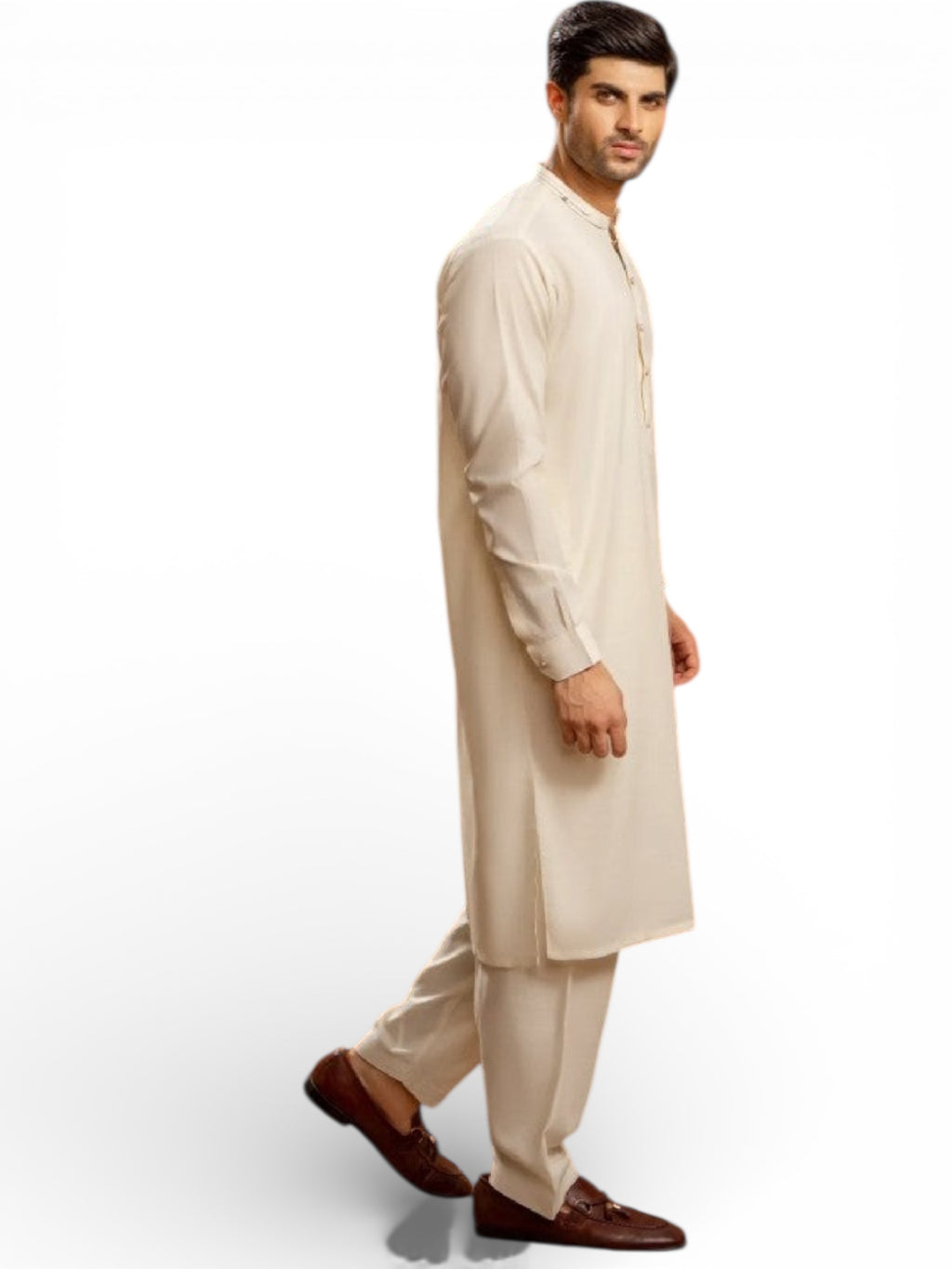 Mens Boski Plain Ban  Premium Salwar Kameez (Cream) (BP01)