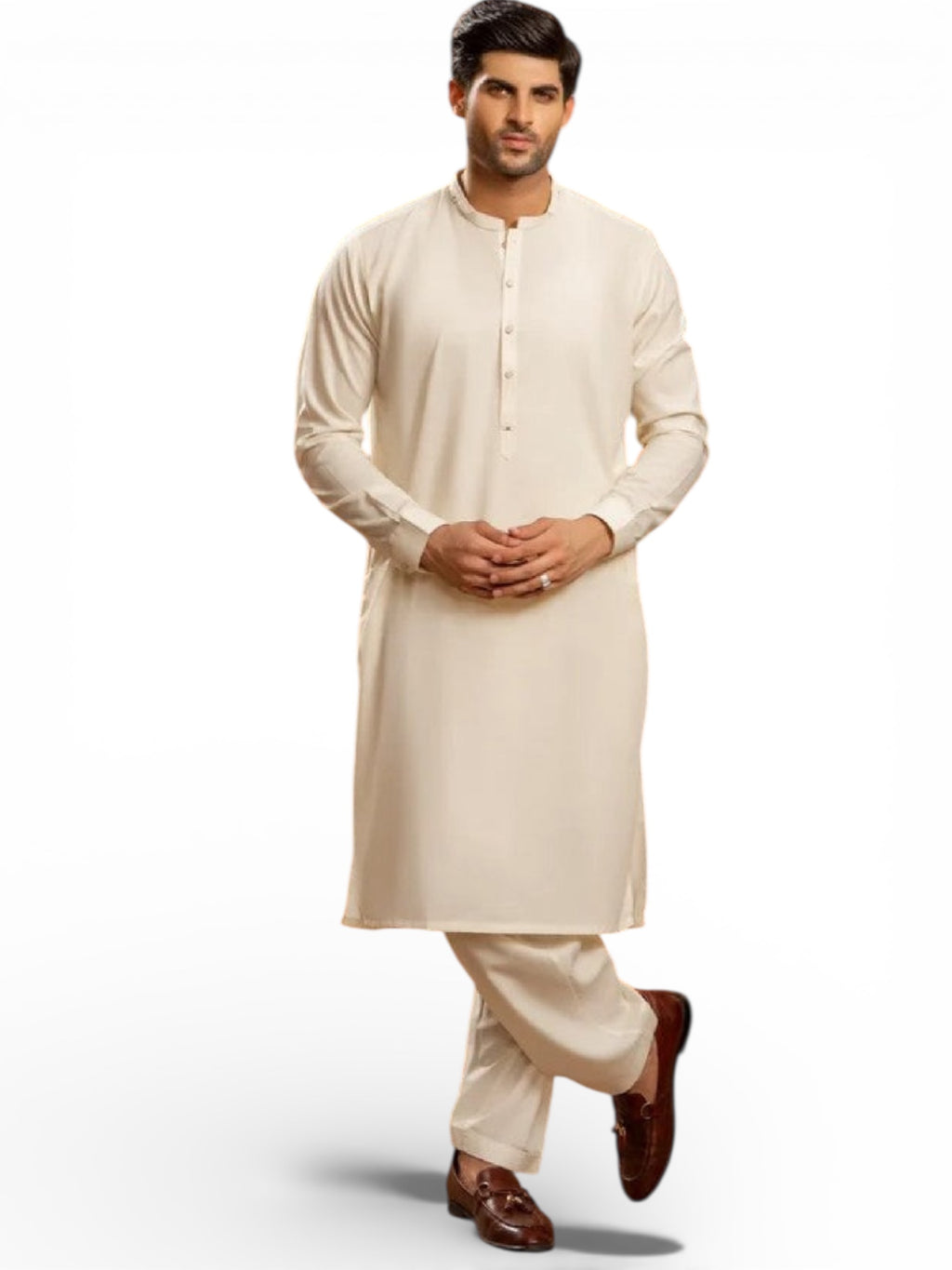 Mens Boski Plain Ban  Premium Salwar Kameez (Cream) (BP01)