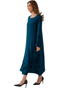 3 Piece Kameez and Dupatta - Linen Stitched Suit in Teal/Black with elegant embroidery with Matching Dupatta