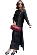1 Piece Stitched Linen Kameez in Black with cutwork embroidery on sleeves