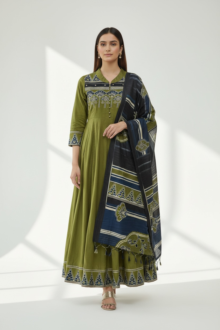 3 Piece Stitched Cotton Outfit (D17)
