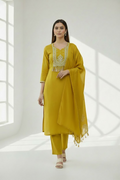 3 Piece Stitched Partywear Cotton Silk Suit with Gold Embroidery (D36) Chest Size 38