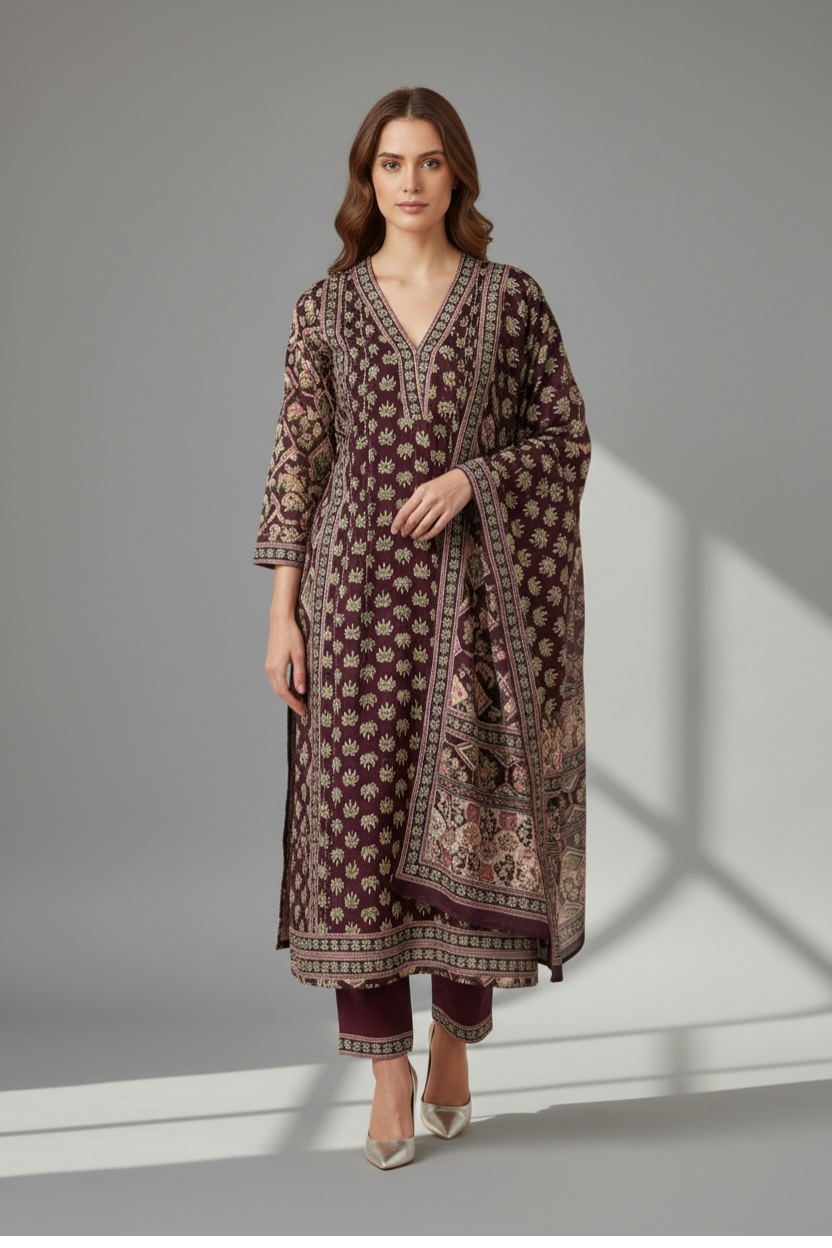 3 Piece Stitched Cotton Outfit (D23)