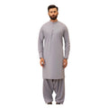 Mens Stitched Grey Premium Salwar Kameez Embroidery on Ban Collar (BP20)