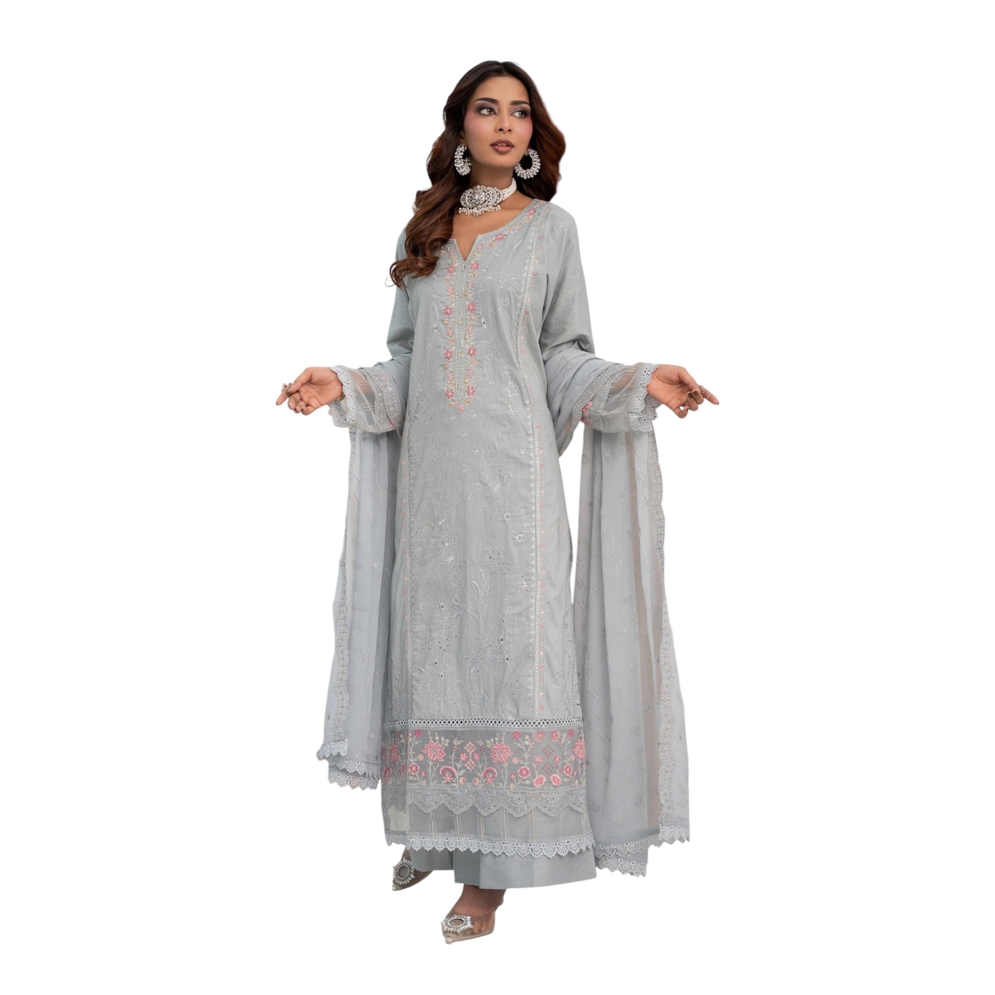3 Piece Stitched Lawn Suit Anfa Collection (BN1121)