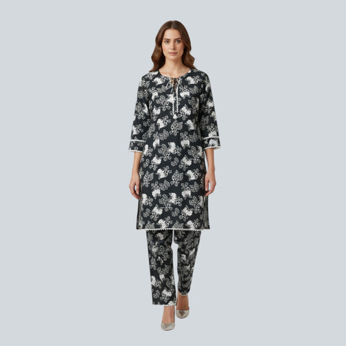2 Piece Stitched Black and White Lawn Suit - Designer Inspired by Khaadi (BW03)