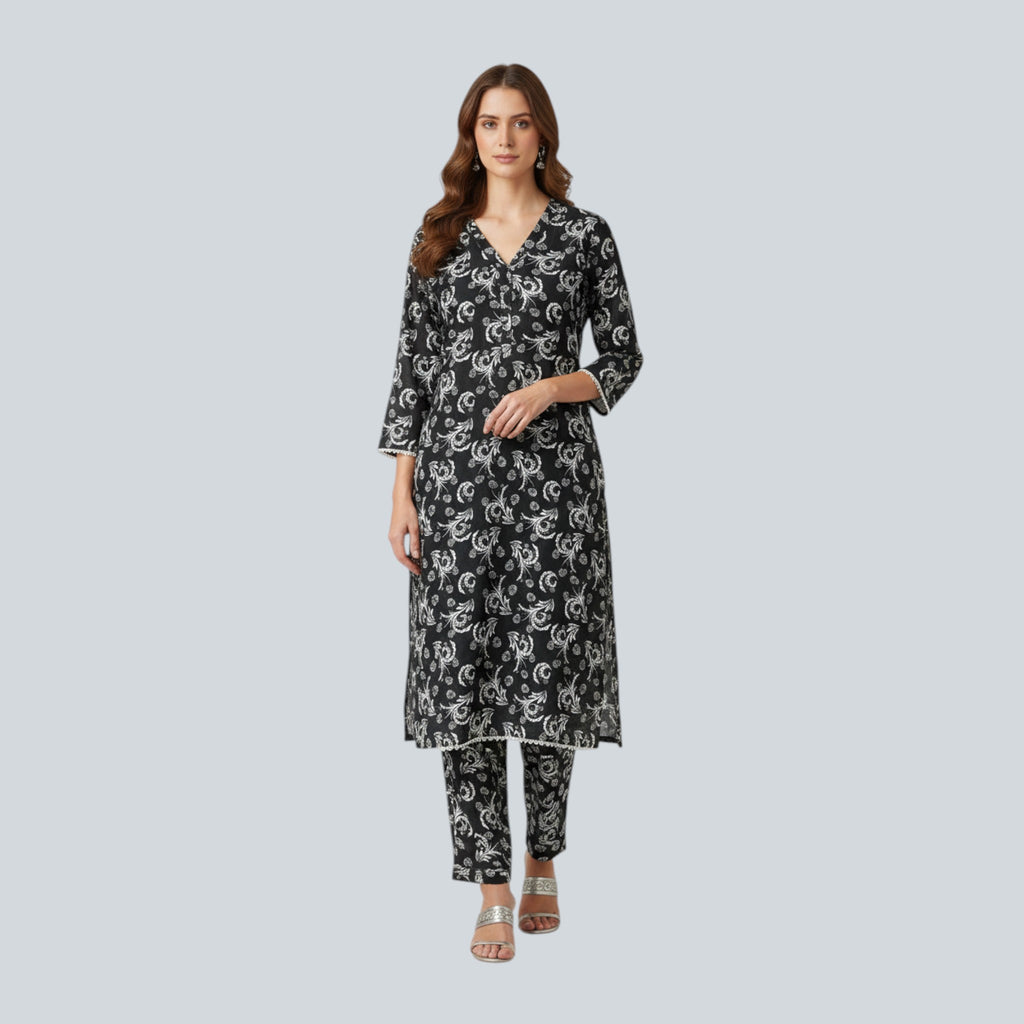 2 Piece Stitched Black and White Lawn Suit - Designer Inspired by Khaadi (BW07)