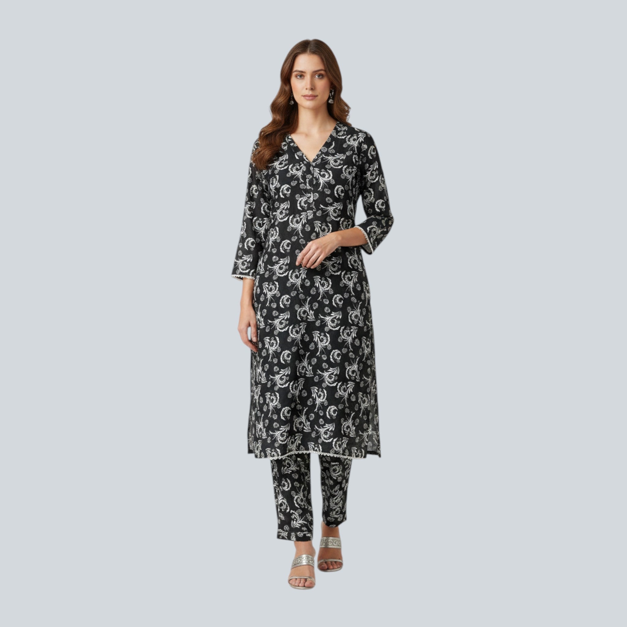 2 Piece Stitched Black and White Lawn Suit - Designer Inspired by Khaadi (BW07)