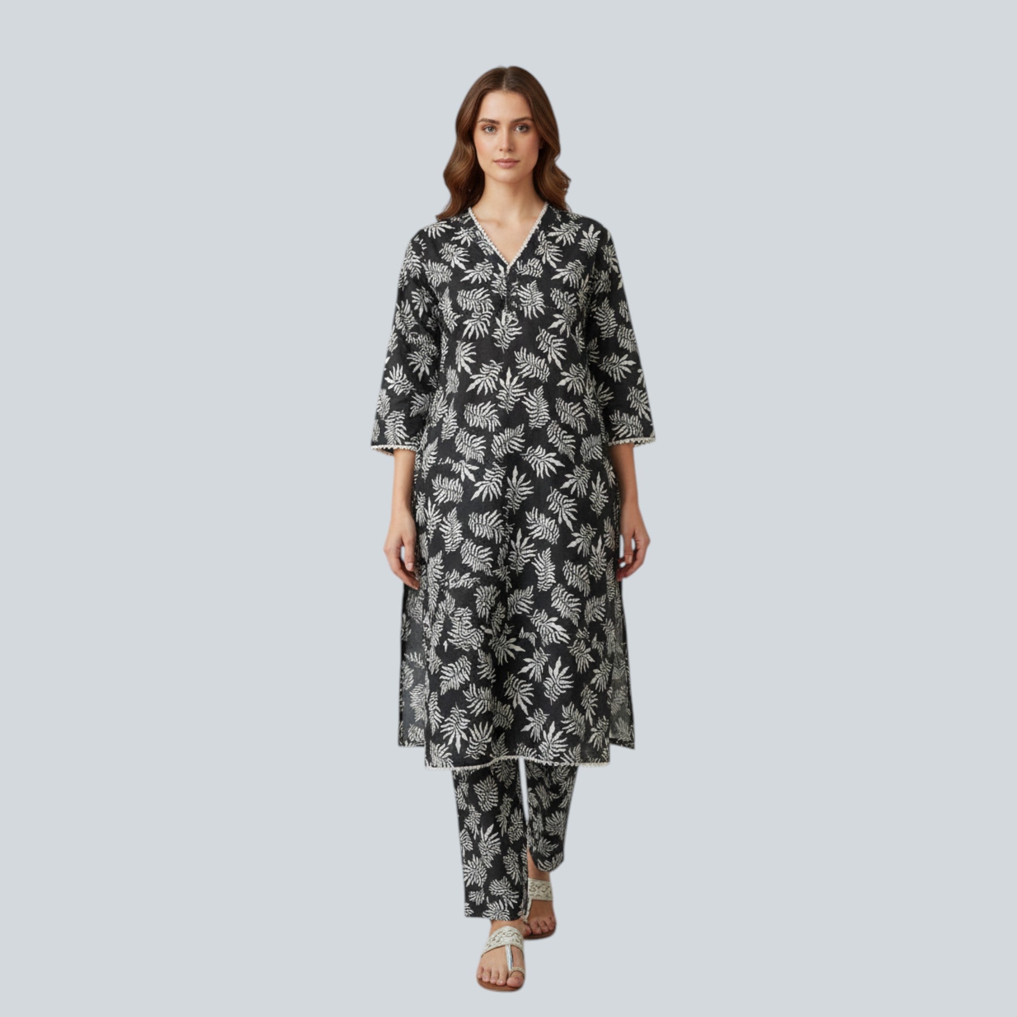 2 Piece Stitched Black and White Lawn Suit - Designer Inspired by Khaadi (BW02)