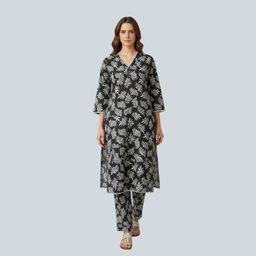 2 Piece Stitched Black and White Lawn Suit - Designer Inspired by Khaadi (BW02)